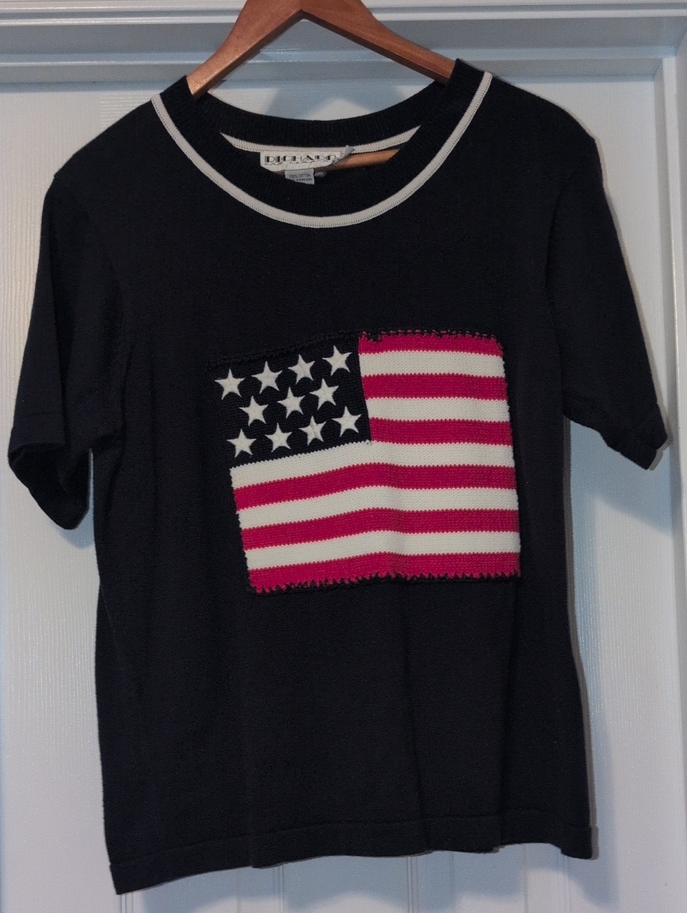 Classic Navy Crewneck Sweater with US Flag Patch